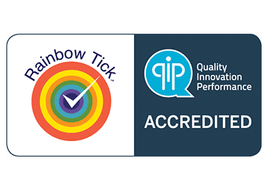 Cafs quality innovation performance rainbow tick logo